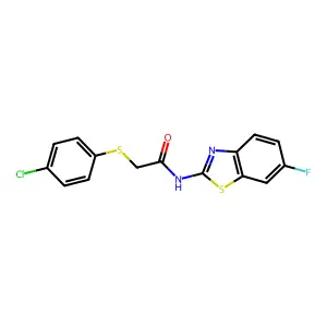 2-[(4-chlorophenyl)sulfanyl]-N-(6-fluoro-1,3-benzothiazol-2-yl)acetamide structure