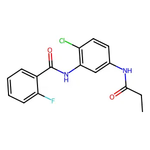 N-[2-chloro-5-(propanoylamino)phenyl]-2-fluorobenzamide structure