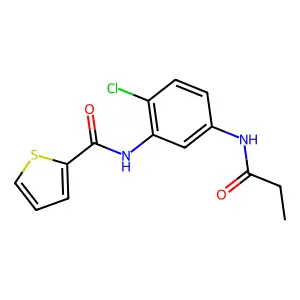 N-[2-chloro-5-(propanoylamino)phenyl]thiophene-2-carboxamide structure