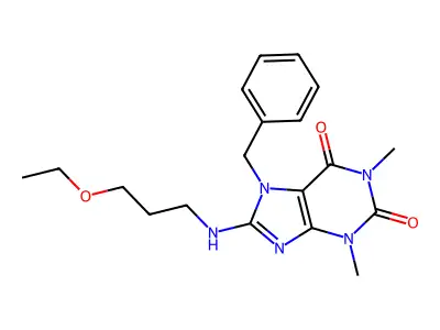 7-benzyl-8-[(3-ethoxypropyl)amino]-1,3-dimethyl-3,7-dihydro-1H-purine-2,6-dione structure