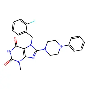7-[(2-Fluorophenyl)methyl]-3-methyl-8-(4-phenylpiperazin-1-yl)purine-2,6-dione structure