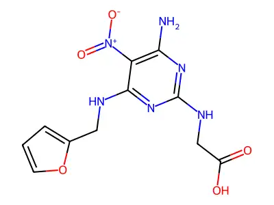 2-((4-Amino-6-((furan-2-ylmethyl)amino)-5-nitropyrimidin-2-yl)amino)acetic acid structure