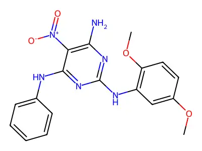 N2-(2,5-dimethoxyphenyl)-5-nitro-N4-phenylpyrimidine-2,4,6-triamine structure
