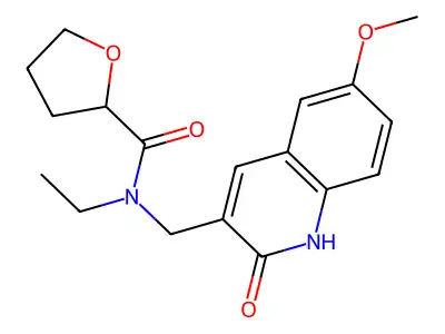 N-ethyl-N-[(6-methoxy-2-oxo-1H-quinolin-3-yl)methyl]oxolane-2-carboxamide structure