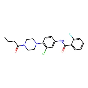 N-[4-(4-butanoylpiperazin-1-yl)-3-chlorophenyl]-2-fluorobenzamide structure