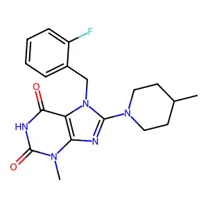 7-[(2-Fluorophenyl)methyl]-3-methyl-8-(4-methylpiperidin-1-yl)purine-2,6-dione structure