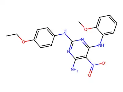 N2-(4-ethoxyphenyl)-N4-(2-methoxyphenyl)-5-nitropyrimidine-2,4,6-triamine structure