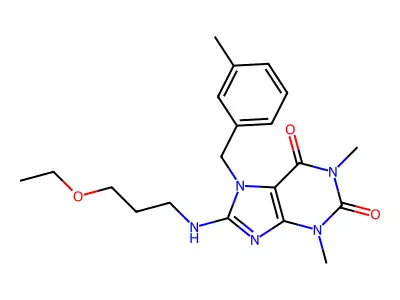 8-(3-Ethoxypropylamino)-1,3-dimethyl-7-[(3-methylphenyl)methyl]purine-2,6-dione structure