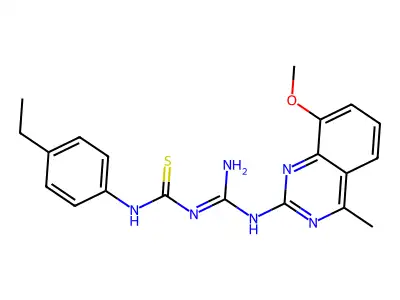 1-(4-ethylphenyl)-3-[N-(8-methoxy-4-methylquinazolin-2-yl)carbamimidoyl]thiourea structure