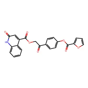 [2-[4-(furan-2-carbonyloxy)phenyl]-2-oxoethyl] 2-oxo-1H-quinoline-4-carboxylate structure