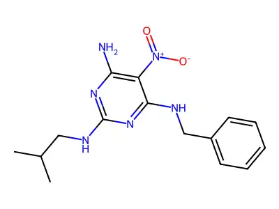 N4-benzyl-N2-isobutyl-5-nitropyrimidine-2,4,6-triamine structure