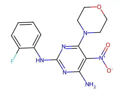 2-N-(2-fluorophenyl)-6-morpholin-4-yl-5-nitropyrimidine-2,4-diamine structure