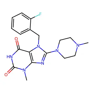 7-[(2-Fluorophenyl)methyl]-3-methyl-8-(4-methylpiperazin-1-yl)purine-2,6-dione structure