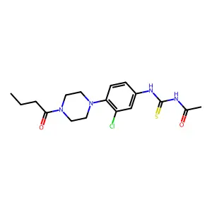 N-[[4-(4-butanoylpiperazin-1-yl)-3-chlorophenyl]carbamothioyl]acetamide structure