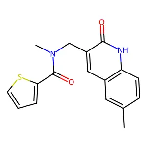 N-methyl-N-[(6-methyl-2-oxo-1H-quinolin-3-yl)methyl]thiophene-2-carboxamide structure