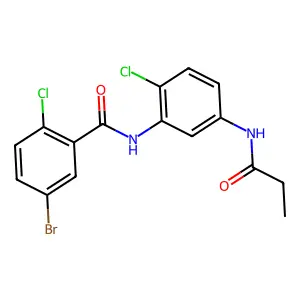 5-bromo-2-chloro-N-[2-chloro-5-(propanoylamino)phenyl]benzamide structure