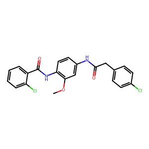 2-chloro-N-(4-{[(4-chlorophenyl)acetyl]amino}-2-methoxyphenyl)benzamide structure