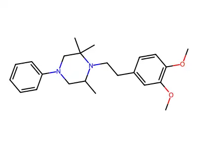 1-(3,4-Dimethoxyphenethyl)-4-phenyl-2,2,6-trimethylpiperazine structure