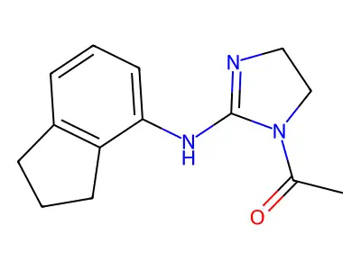 1-Acetyl-N-(2,3-dihydro-1H-inden-4-yl)-4,5-dihydro-1H-imidazol-2-amine structure