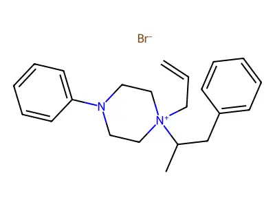 4-Phenyl-1-(1-phenylpropan-2-yl)-1-(prop-2-en-1-yl)piperazin-1-ium bromide structure