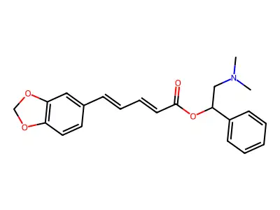 [2-(Dimethylamino)-1-phenylethyl] 5-(1,3-benzodioxol-5-yl)penta-2,4-dienoate structure