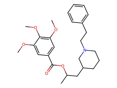 3-Piperidineethanol, alpha-methyl-1-phenethyl-, 3,4,5-trimethoxybenzoate (ester) structure