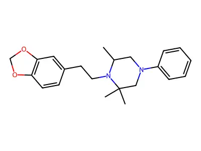 1-(2-(3,4-Methylenedioxyphenyl)ethyl)-4-phenyl-2,2,6-trimethylpiperazine structure