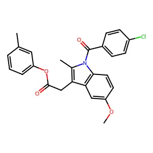 1H-Indole-3-acetic acid, 1-(p-chlorobenzoyl)-5-methoxy-2-methyl-, m-tolyl ester structure