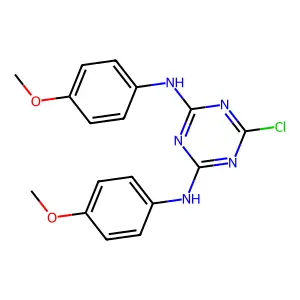 6-chloro-N,N'-bis(4-methoxyphenyl)-1,3,5-triazine-2,4-diamine structure