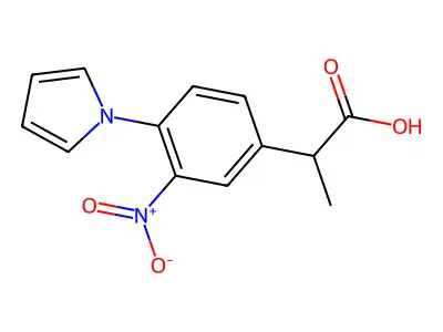 Benzeneacetic acid, alpha-methyl-3-nitro-4-(1H-pyrrol-1-yl)- structure