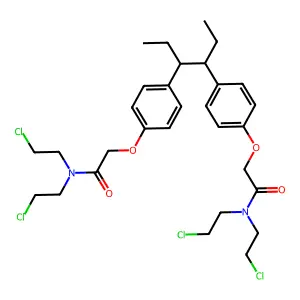 2,2'-{Hexane-3,4-diylbis[(4,1-phenylene)oxy]}bis[N,N-bis(2-chloroethyl)acetamide] structure