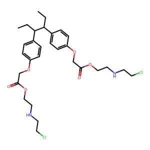 Bis{2-[(2-chloroethyl)amino]ethyl} 2,2'-{hexane-3,4-diylbis[(4,1-phenylene)oxy]}diacetate structure