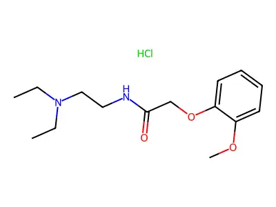 Acetamide, N-(2-(diethylamino)ethyl)-2-(2-methoxyphenoxy)-, monohydrochloride structure