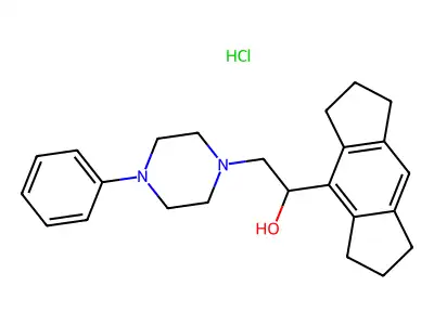 1-(s-Hydrindacen-4-yl)-2-(4-phenylpiperazino)ethanol hydrochloride structure