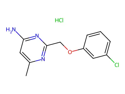Pyrimidine, 4-amino-2-((m-chlorophenoxy)methyl)-6-methyl-, hydrochloride structure