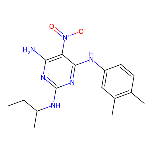 N~2~-(butan-2-yl)-N~4~-(3,4-dimethylphenyl)-5-nitropyrimidine-2,4,6-triamine structure