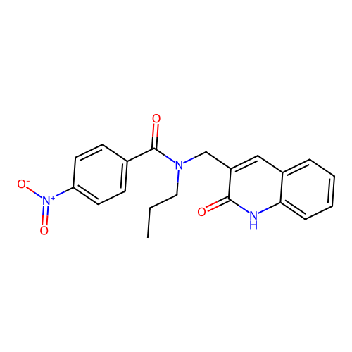 4-nitro-N-[(2-oxo-1H-quinolin-3-yl)methyl]-N-propylbenzamide structure
