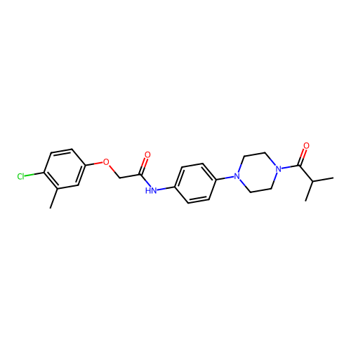 2-(4-chloro-3-methylphenoxy)-N-{4-[4-(2-methylpropanoyl)piperazin-1-yl]phenyl}acetamide structure