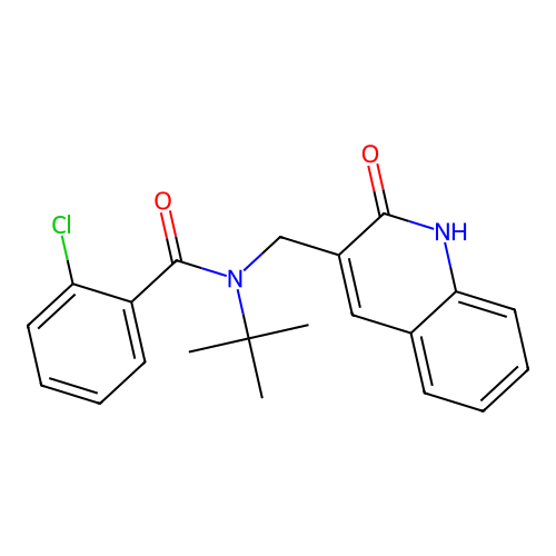 N-tert-butyl-2-chloro-N-[(2-oxo-1H-quinolin-3-yl)methyl]benzamide structure