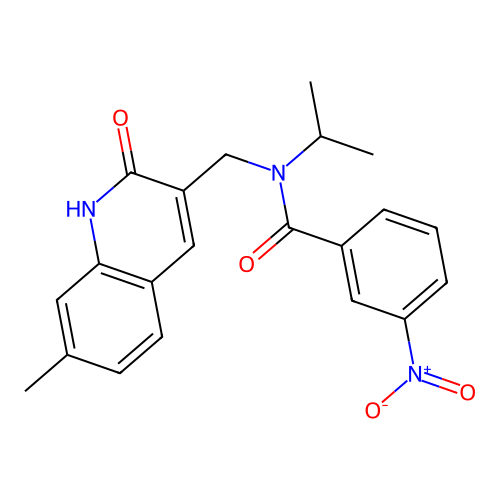 N-[(7-methyl-2-oxo-1H-quinolin-3-yl)methyl]-3-nitro-N-propan-2-ylbenzamide structure