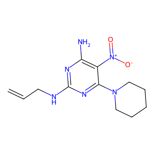 5-nitro-6-(piperidin-1-yl)-N~2~-(prop-2-en-1-yl)pyrimidine-2,4-diamine structure