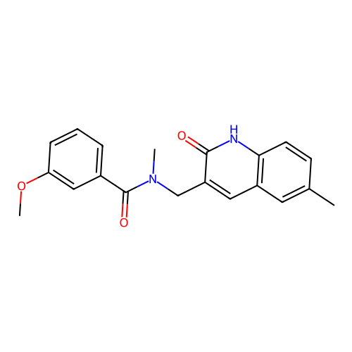 3-methoxy-N-methyl-N-[(6-methyl-2-oxo-1H-quinolin-3-yl)methyl]benzamide structure