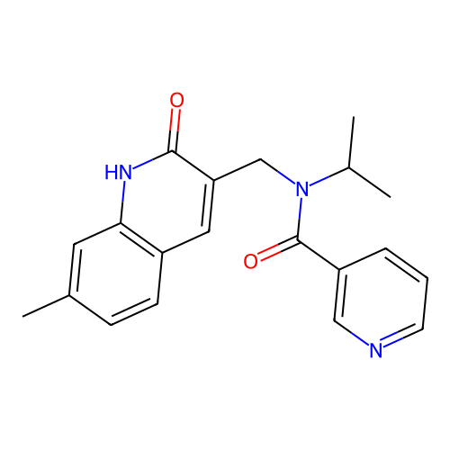 N-((2-hydroxy-7-methylquinolin-3-yl)methyl)-N-isopropylnicotinamide structure