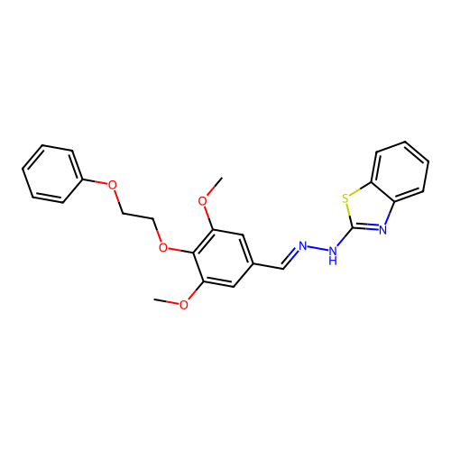 (E)-2-(2-(3,5-dimethoxy-4-(2-phenoxyethoxy)benzylidene)hydrazinyl)benzo[d]thiazole structure