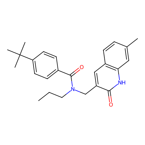4-tert-butyl-N-[(7-methyl-2-oxo-1H-quinolin-3-yl)methyl]-N-propylbenzamide structure