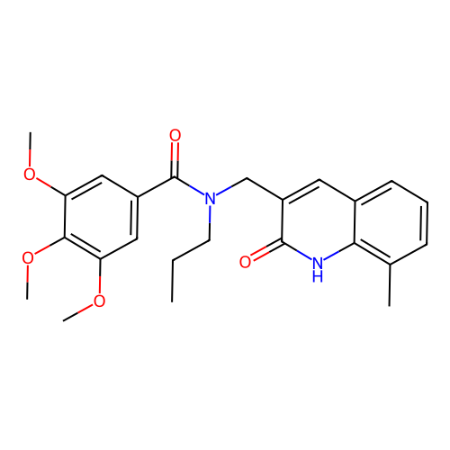 3,4,5-trimethoxy-N-[(8-methyl-2-oxo-1H-quinolin-3-yl)methyl]-N-propylbenzamide structure