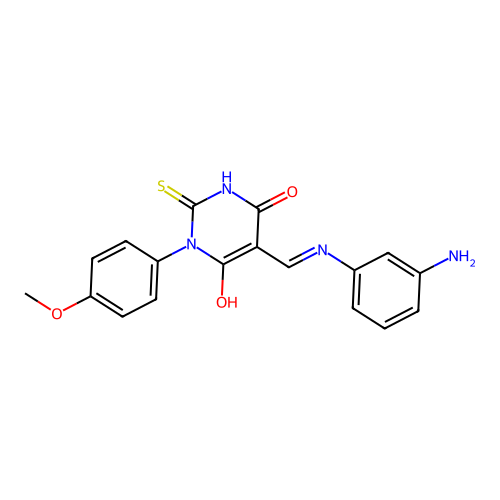 (5E)-5-[(3-aminoanilino)methylidene]-1-(4-methoxyphenyl)-2-sulfanylidene-1,3-diazinane-4,6-dione structure