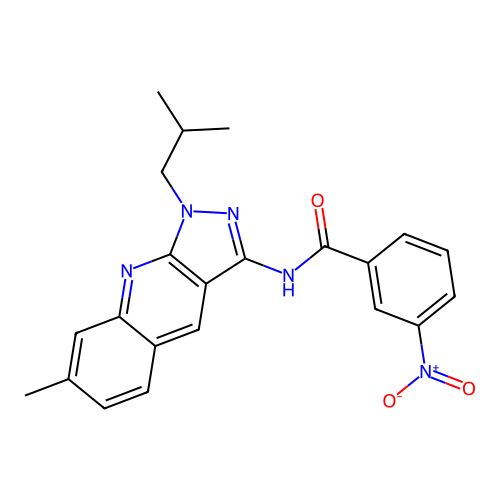 N-[7-methyl-1-(2-methylpropyl)pyrazolo[3,4-b]quinolin-3-yl]-3-nitrobenzamide structure