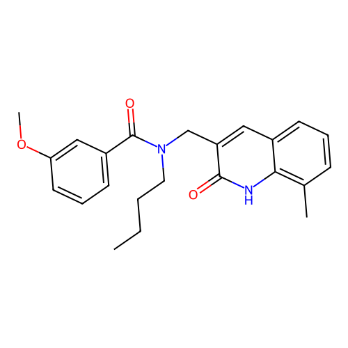 N-butyl-3-methoxy-N-[(8-methyl-2-oxo-1H-quinolin-3-yl)methyl]benzamide structure