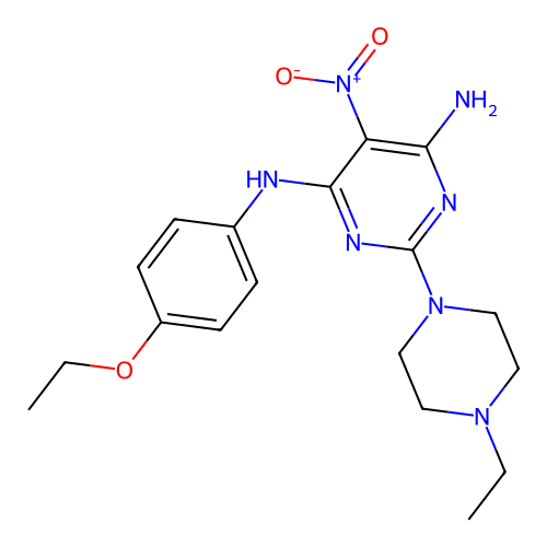 [6-Amino-2-(4-ethylpiperazinyl)-5-nitropyrimidin-4-yl](4-ethoxyphenyl)amine structure